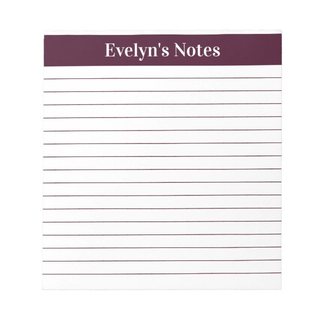 Modern Trendy Red Brown Script Large Print Notepad (Front)