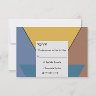 Modern Trendy Retro Colourful Abstract Chic Weddin RSVP Card