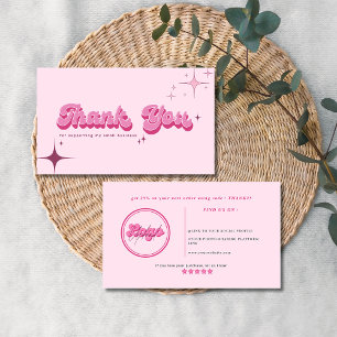Modern trendy retro pink script order thank you business card