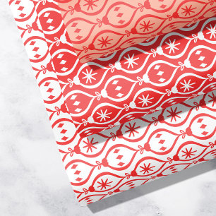 Modern Trendy Retro Red Holiday Ornament Pattern Wrapping Paper Sheet