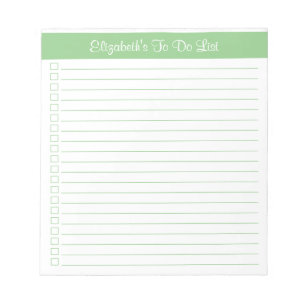 Modern Trendy Sage Green Column Checklist Notepad