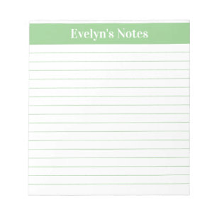 Modern Trendy Sage Green Script Large Print Notepad