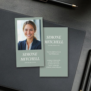 Modern Trendy Sage Green Social Media Professional Business Card