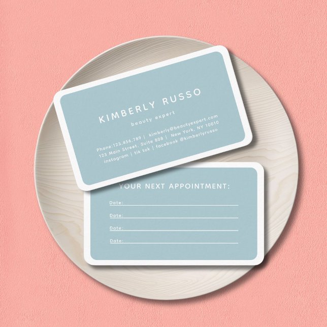 Modern, Trendy, Salon Appointment Card (Modern, trendy, salon, blue-gray appointment card.)