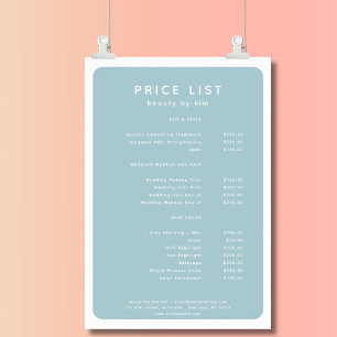Modern, Trendy, Salon Price List Poster