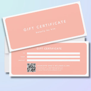 Modern Trendy Salon QR Code Gift Certificate
