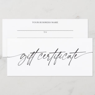Modern Trendy Script Business Gift Certificate