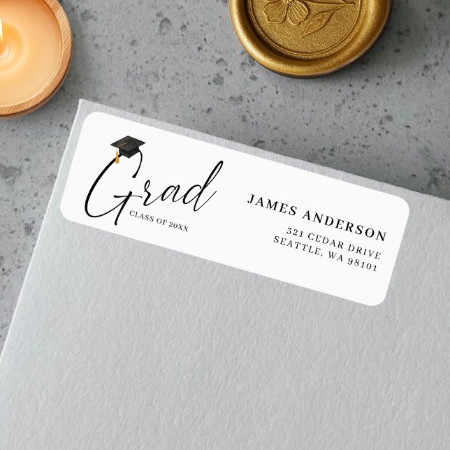 Modern Trendy Script Graduation Return Address (Creator Uploaded)