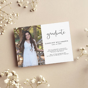 Modern Trendy Script Photo Graduation Announcement