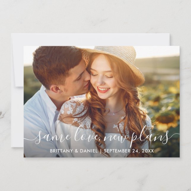 Modern Trendy Script Same Love New Plans Save The Date (Front)