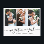 Modern Trendy Script We Got Married 3 Photo Postcard<br><div class="desc">Modern Trendy Script We Got Married Wedding Announcement 3 Photo Postcard</div>