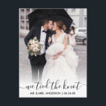 Modern Trendy Script We Tied The Knot Overlay Postcard<br><div class="desc">Modern Trendy Calligraphy We Tied The Knot Wedding Photo Wedding Announcement Postcard</div>