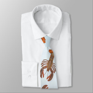 Modern Trendy Seafood Lobsters Colourful Tie