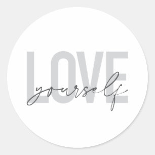 Modern, trendy, simple, urban design Love Yourself Classic Round Sticker
