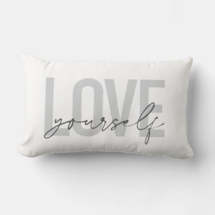 Modern, trendy, simple, urban design Love Yourself Lumbar Cushion