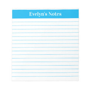 Modern Trendy Sky Blue Script Large Print Notepad
