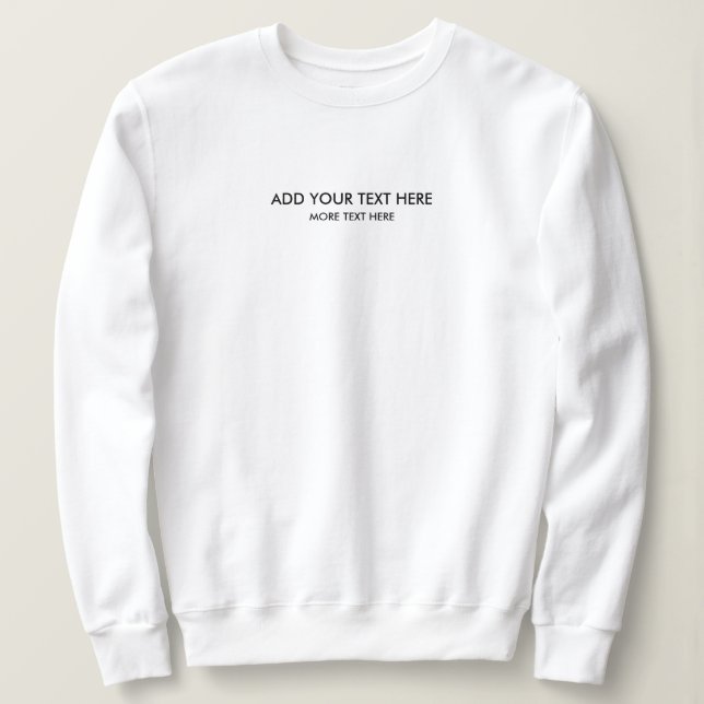 Modern Trendy Small Font Template Womens White Sweatshirt (Design Front)