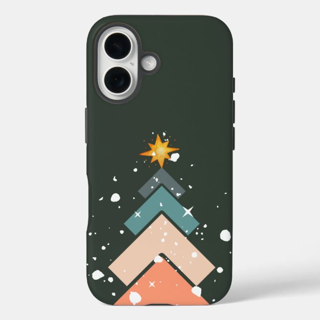 Modern Trendy Snow Christmas Tree Case-Mate iPhone Case (Back)