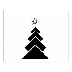 Modern Trendy Snow Christmas Tree Holiday Rubber Stamp