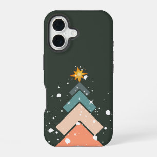Modern Trendy Snow Christmas Tree iPhone 16 Case