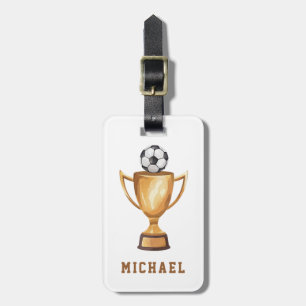 Modern Trendy Soccer Ball Football Personalised  Luggage Tag
