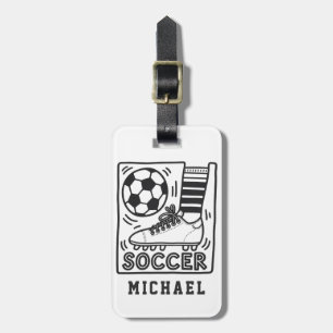 Modern Trendy Soccer Ball Football Personalised Luggage Tag