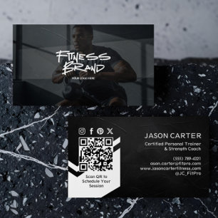 Modern Trendy Sporty Fitness Personal Trainer Business Card
