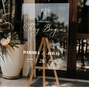 Modern Trendy  "Story Begins" Wedding  Acrylic Sign