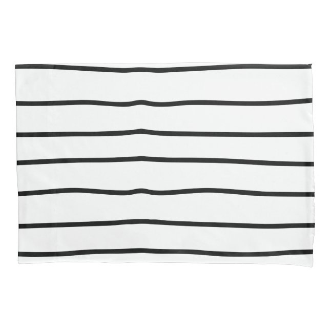 Modern trendy stripes pattern minimal black white pillowcase (Front)