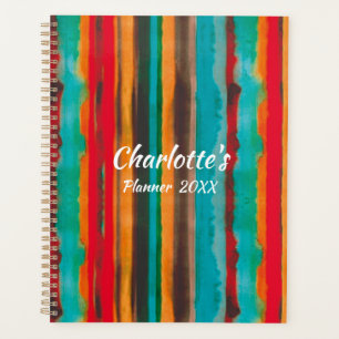 Modern Trendy Stripes Personalized Planner