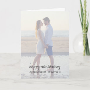 Modern Trendy Stylish Script Photo Anniversary Card