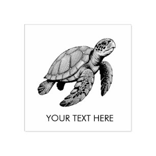 Modern Trendy Summer Sea Turtle Ocean Nautical Rubber Stamp