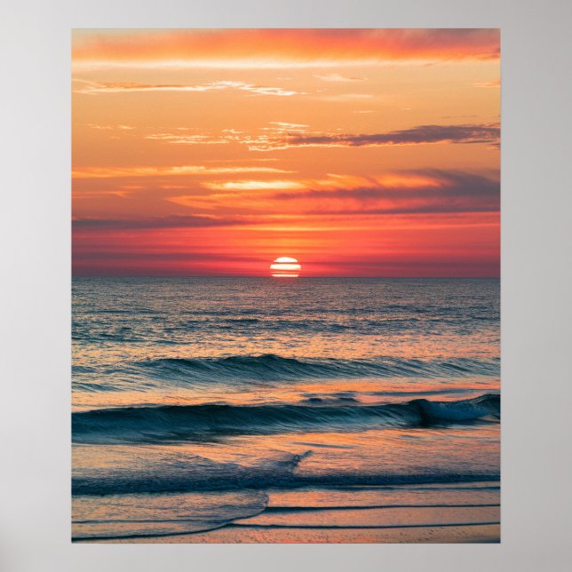 Modern Trendy Summer Tropical Beach Sunset         Poster (Front)