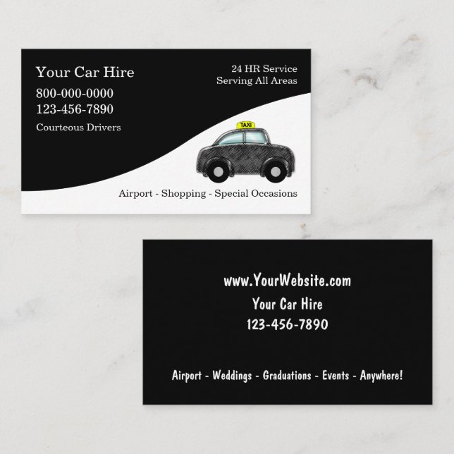 Modern Trendy Taxi Business Cards (Front/Back)