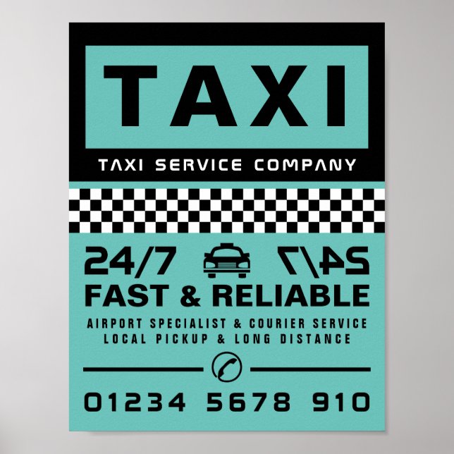 Modern & Trendy, Taxi Cab Firm Advertising Poster (Front)
