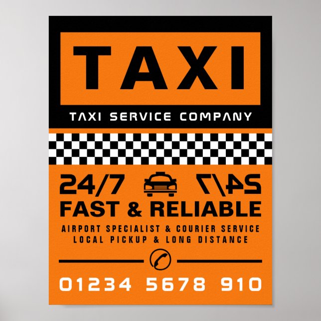 Modern & Trendy, Taxi Cab Firm Advertising Poster (Front)