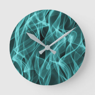 Modern Trendy Teal Abstract Pattern Round Clock