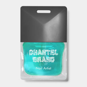 Modern trendy teal nail polish beautician salon  ID badge
