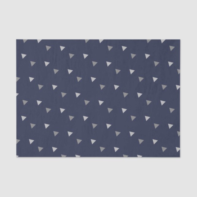 Modern Trendy Triangles Geometric & Navy Blue Tissue Paper (Front)