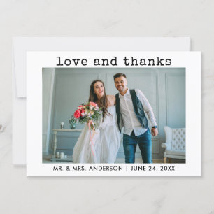 Modern Trendy Typewriter Text Photo Love Thanks Thank You Card