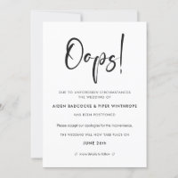 Modern trendy typography Oops wedding update