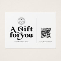 Modern Trendy Typography QR code Gift Voucher card