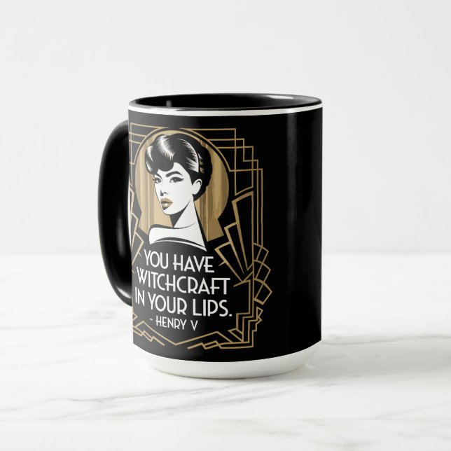 Modern Trendy Typography Quote Black Gold Mug (Front Left)