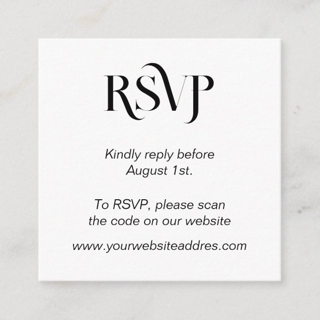 Modern trendy typography RSVP Enclosure Card (Front)
