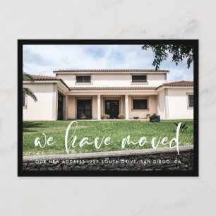 Modern trendy typography We have moved Postcard