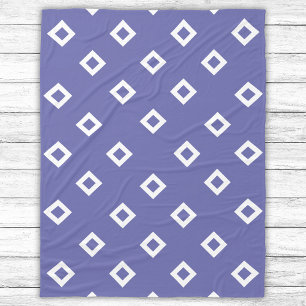 Modern Trendy Very Peri Geometric Pattern Fleece Blanket
