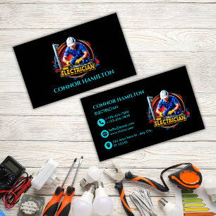 Modern Trendy Vibrant Electrician Business Card