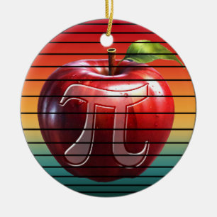 Modern Trendy Vintage Pi Day Apple Fruit Ceramic Tree Decoration