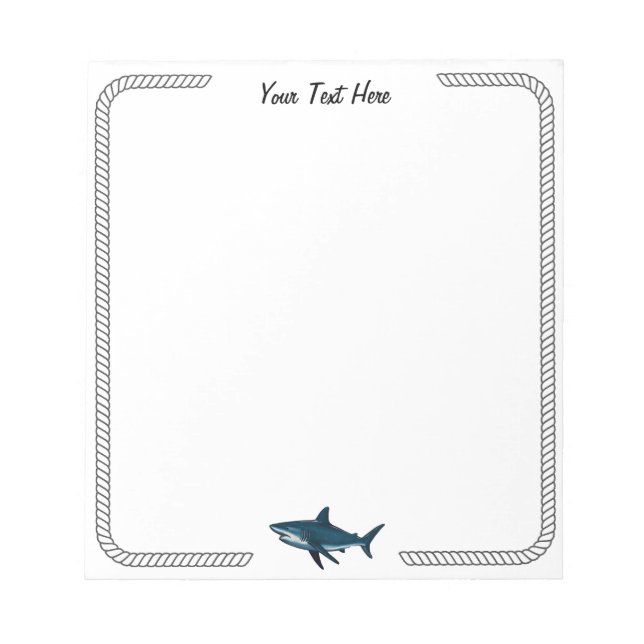 Modern Trendy vintage Shark Personalised Notepad  (Front)
