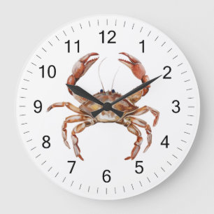 Modern Trendy Watercolor Crab Summer Beach Large Clock